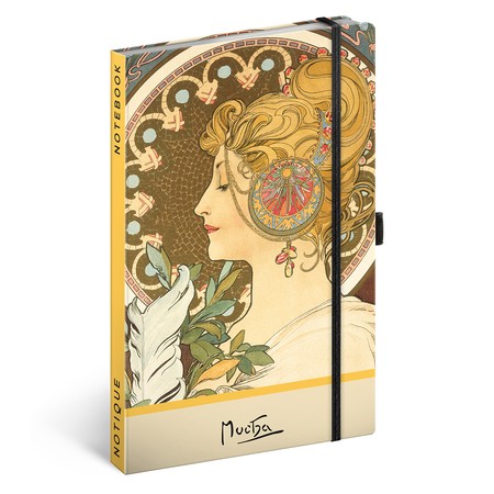 Alphonse Mucha - Feather, keménytáblás pontozott notesz, 13x21 cm