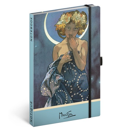 Alphonse Mucha - Luna, keménytáblás pontozott notesz, 13x21 cm