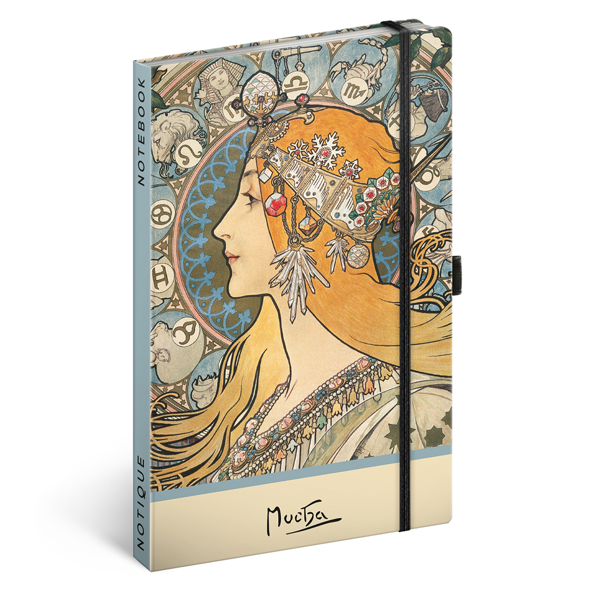Alphonse Mucha - Zodiac, keménytáblás pontozott notesz, 13x21 cm Alphonse Mucha - Zodiac, keménytáblás pontozott notesz, 13x21 cm