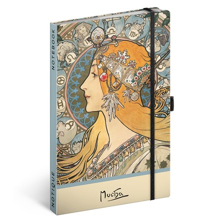 Alphonse Mucha - Zodiac, keménytáblás pontozott notesz, 13x21 cm
