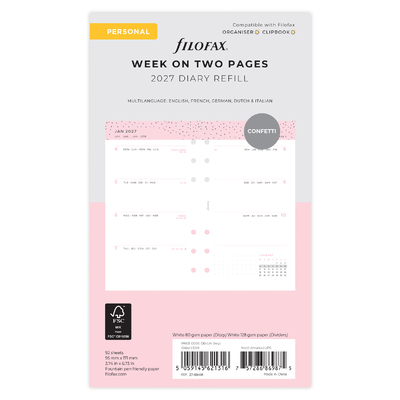 Filofax Naptárbetét + Pótlapok csomag Personal Színes Confetti 2027