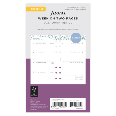 Filofax Naptárbetét + Pótlapok csomag Personal Színes Garden 2027