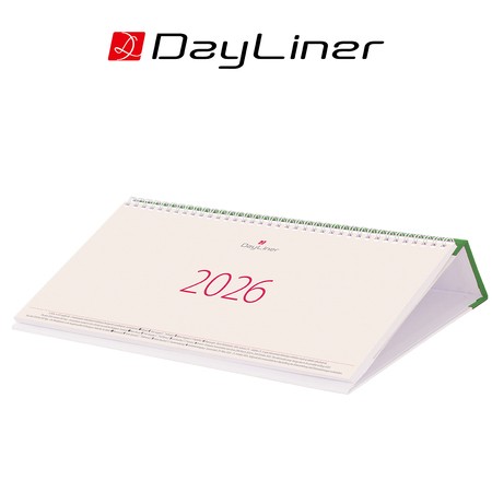 Kódex, krém (Chamois) lapos, fekvő asztali naptár, Zöld