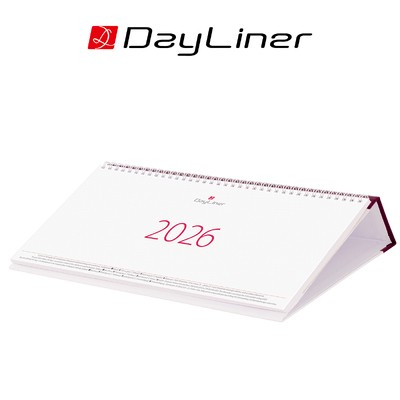 Oktáv, fehér lapos, fekvő asztali naptár, Bordó