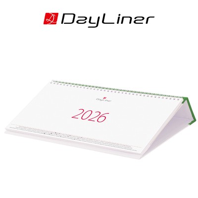 Oktáv, fehér lapos, fekvő asztali naptár, Zöld