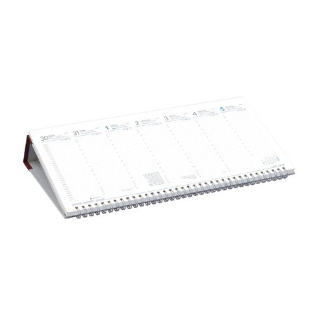 Fekvő, fehér lapos asztali naptár T050, Bordó