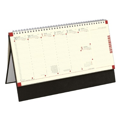 Jegyzettömbös, krém (Chamois) lapos, álló asztali naptár C051, Fekete