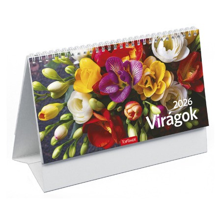 Virágok, képes álló papírtáblás asztali naptár T058