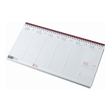 Fekvő, fehér lapos asztali naptár RS7931, Bordó
