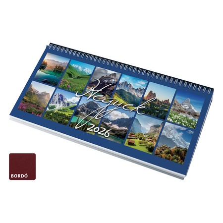 Hegyek, képes fekvő asztali naptár RS7951, Bordó