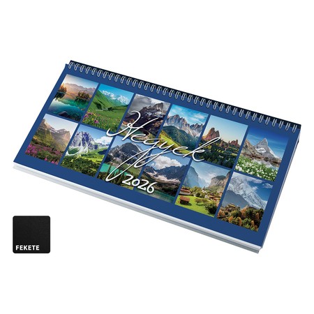 Hegyek, képes fekvő asztali naptár RS7951, Fekete