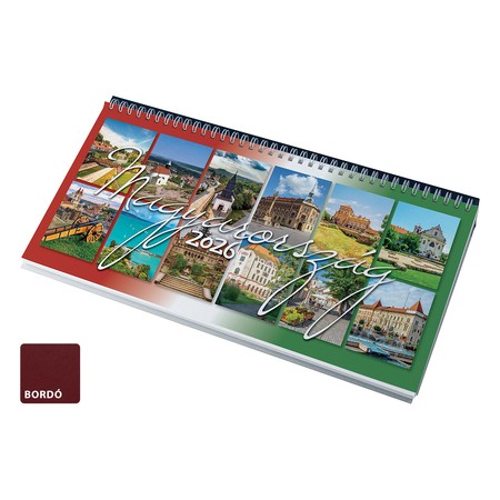 Magyarország, képes fekvő asztali naptár RS7991, Bordó