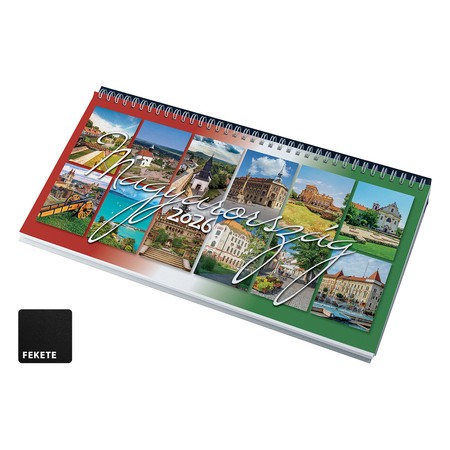 Magyarország, képes fekvő asztali naptár RS7991, Fekete