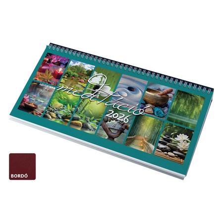 Meditáció, képes fekvő asztali naptár RS7941, Bordó