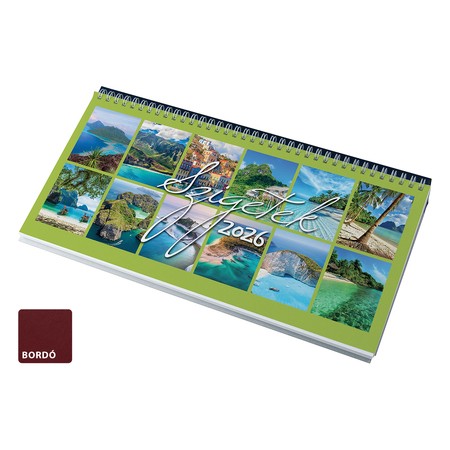Szigetek, képes fekvő asztali naptár RS7971, Bordó