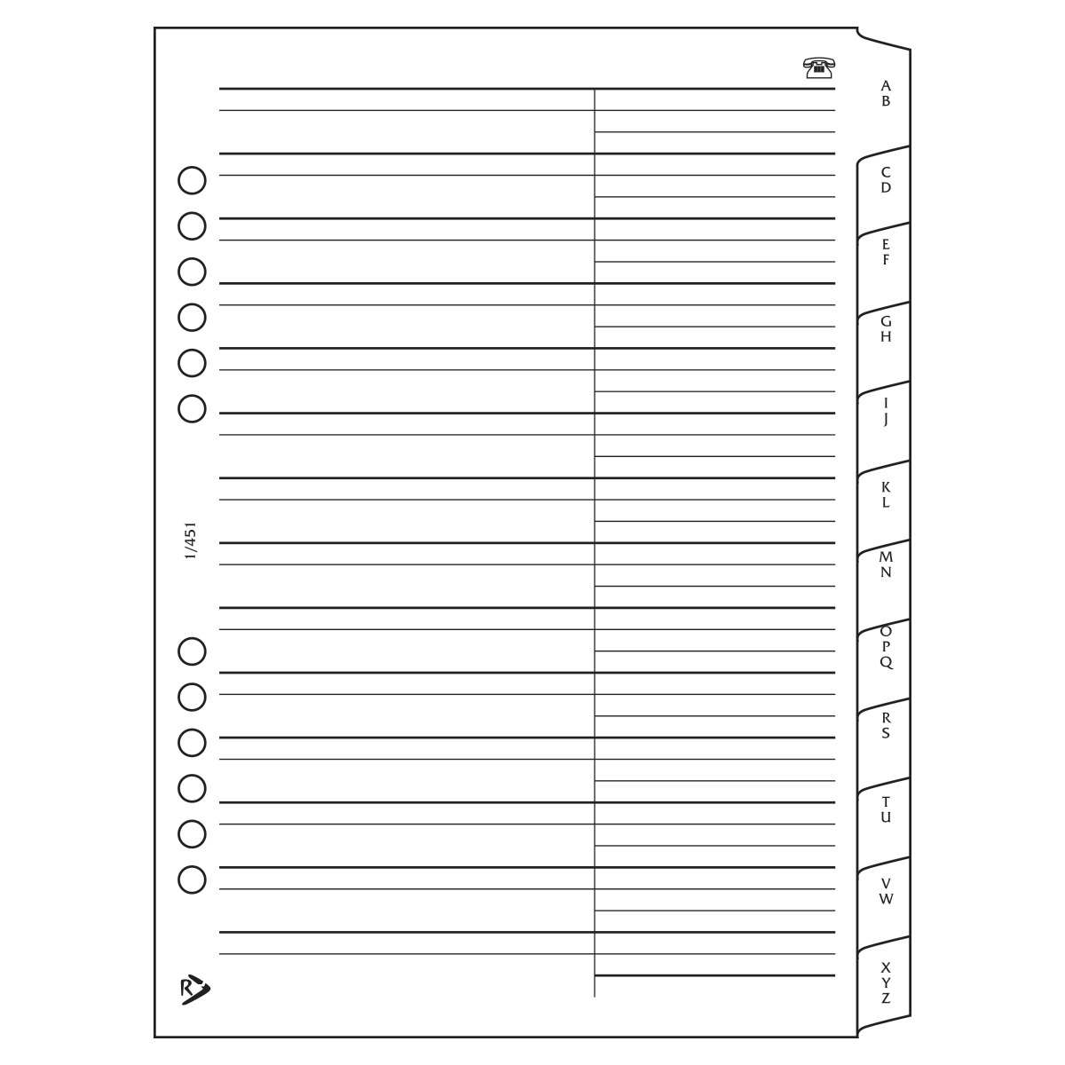 Telefonregiszter - RS451L, Fehér Telefonregiszter - RS451L, Fehér