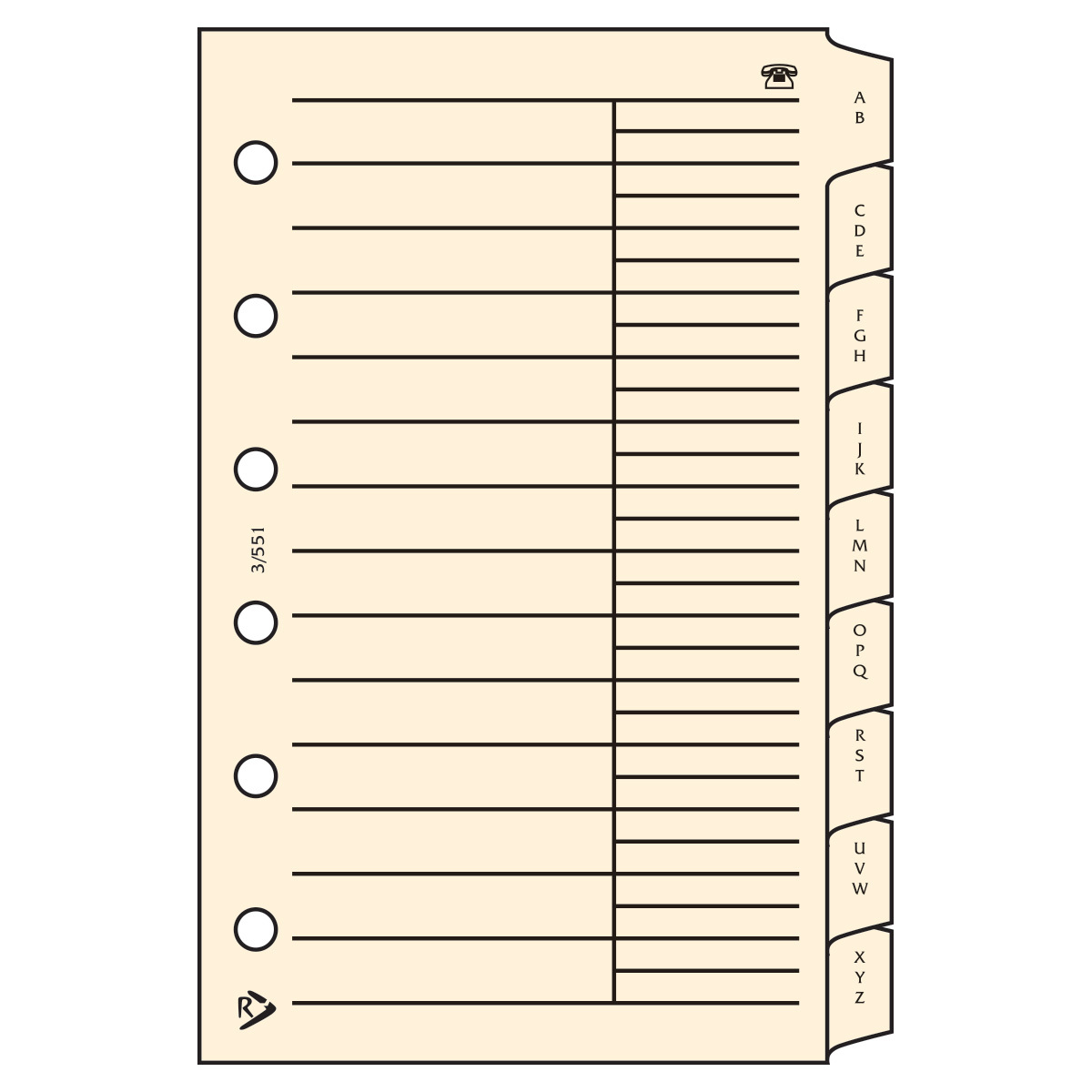 Telefonregiszter - RS551S, Krém (Chamois) Telefonregiszter - RS551S, Krém (Chamois)