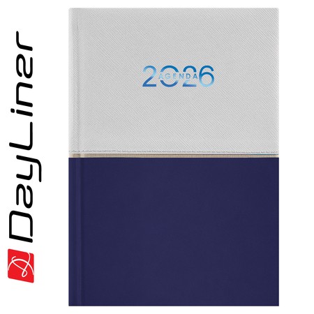 Contrast, A5 napi beosztású agenda, Fehér-Sötétkék