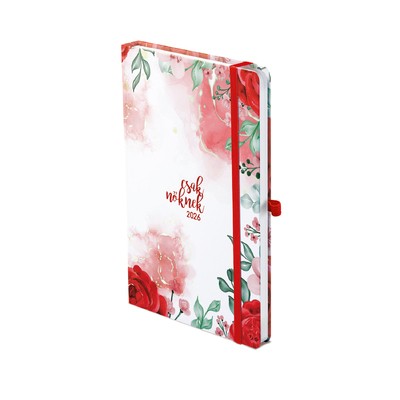 Csak Nőknek, A5 heti beosztású keskenyített határidőnapló, Piros Virág