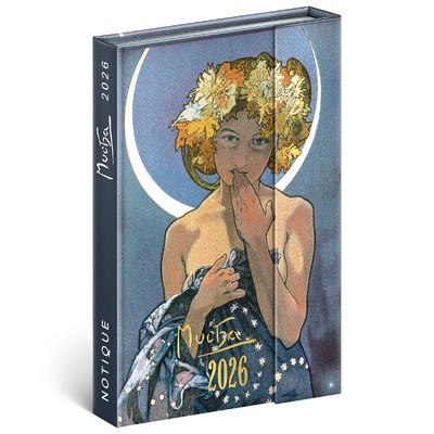 Alphonse Mucha, mágnessel záródó heti beosztású naptár 2026