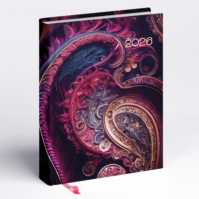 Librobello, kalendárium hölgyeknek, B6 napi határidőnapló, 3D Lakk, Élfestés - Fraktál