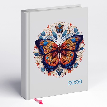 Librobello, kalendárium hölgyeknek, B6 napi határidőnapló, 3D Lakk, Élfestés - Lepke