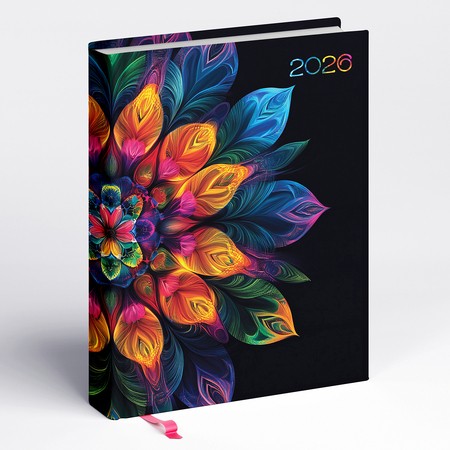 Librobello, kalendárium hölgyeknek, B6 napi határidőnapló, 3D Lakk, Élfestés - Mandala