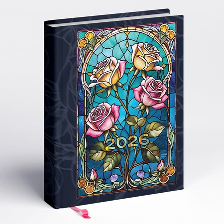 Librobello, kalendárium hölgyeknek, B6 napi határidőnapló, 3D Lakk, Élfestés - Ólomüveg