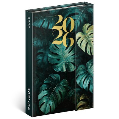 Monstera, mágnessel záródó heti beosztású naptár 2026