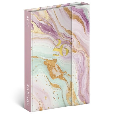 Pink Marble, mágnessel záródó heti beosztású naptár 2026