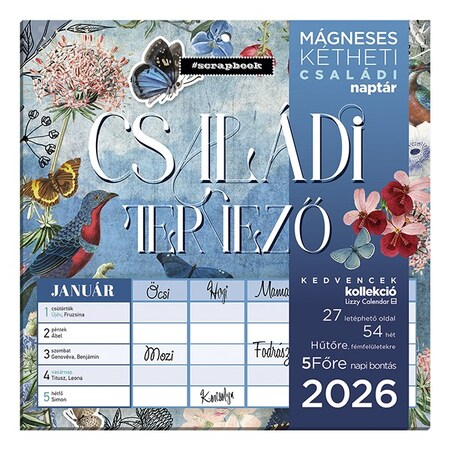 Falinaptár mágneses LIZZY CARD 220x220mm 2 hetes Anyu tervezője Scrapbook Style 2026.