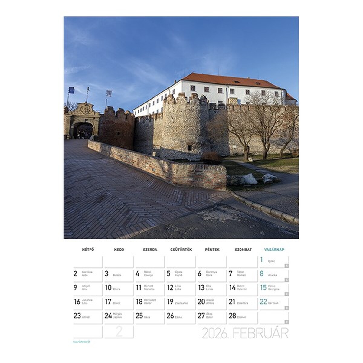 Falinaptár spirálozott  LIZZY CARD B/4 álló Magyar várak és kastélyok 2026.
