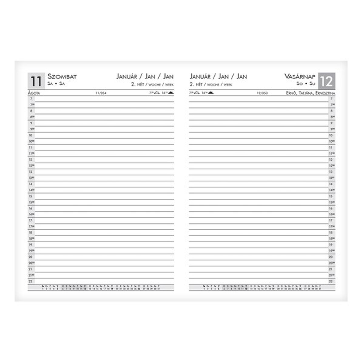 Határidőnapló ALISCA Rebel varrott A/5 napi fehér lapos barna 2026.