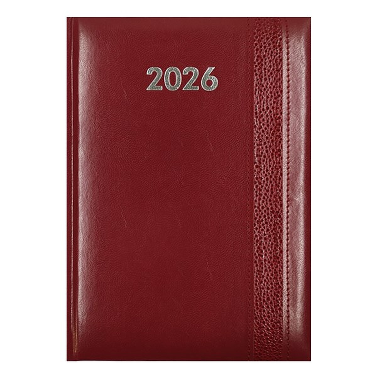 Határidőnapló ALISCA Rebel varrott A/5 napi fehér lapos bordó 2026.