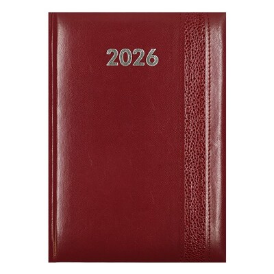 Határidőnapló ALISCA Rebel varrott A/5 napi fehér lapos bordó 2026.