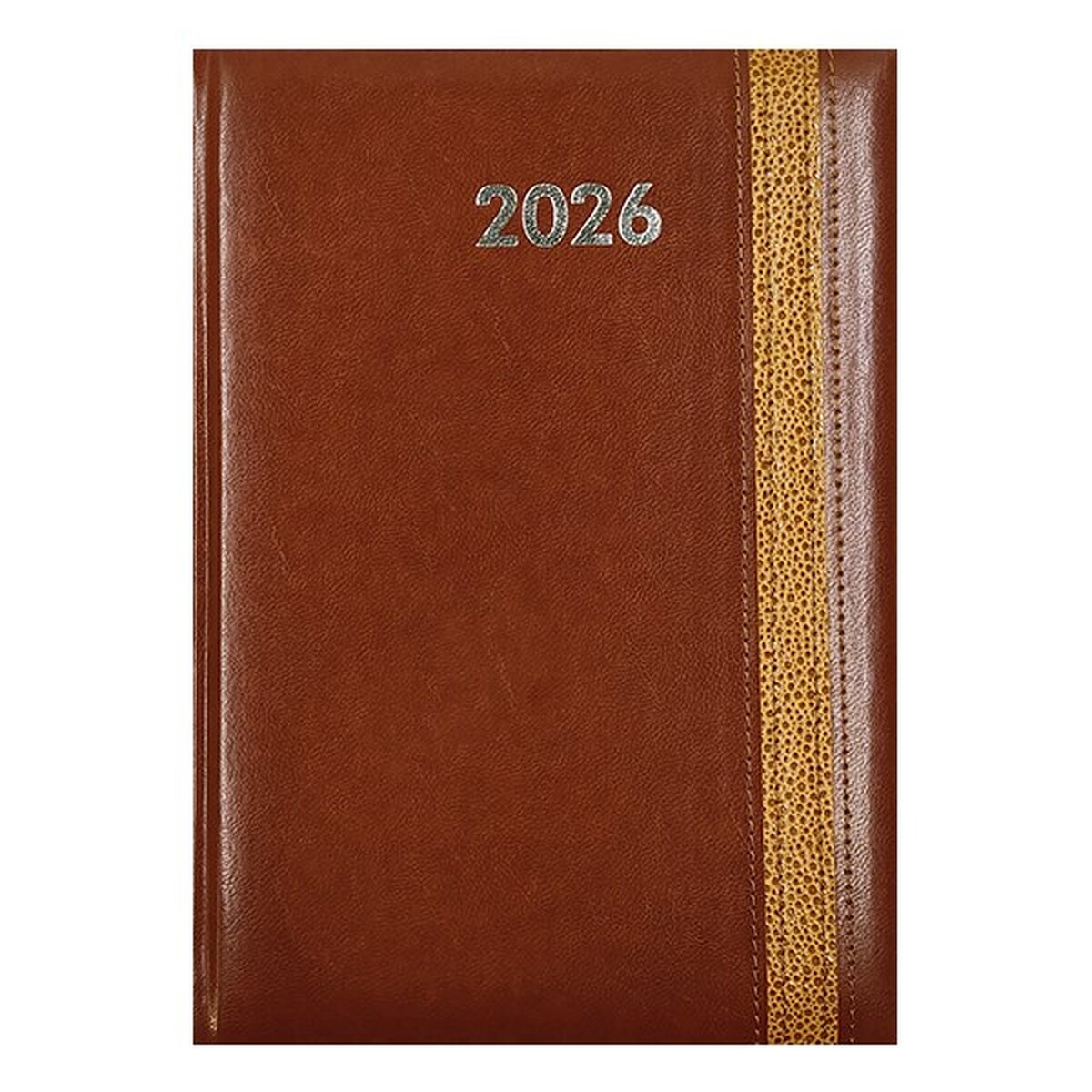 Határidőnapló ALISCA Rebel varrott B/5 napi fehér lapos barna 2026.