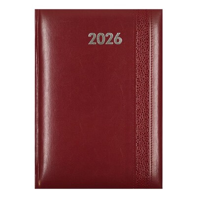 Határidőnapló ALISCA Rebel varrott B/5 napi fehér lapos bordó 2026.