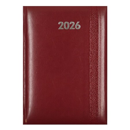 Határidőnapló ALISCA Rebel varrott B/5 napi fehér lapos bordó 2026.