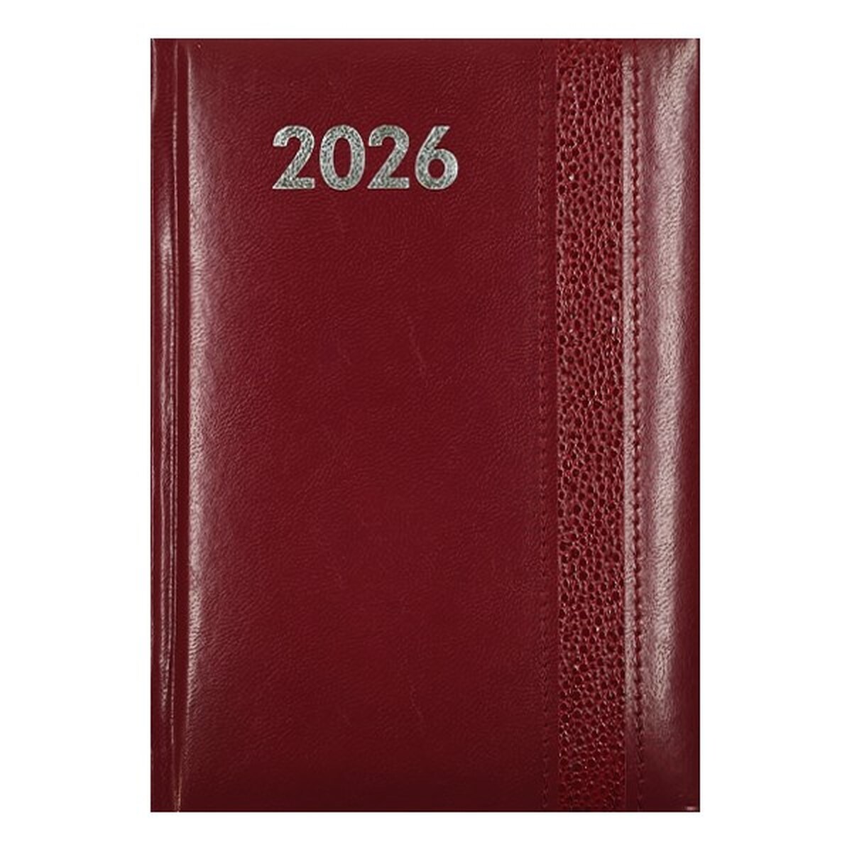 Határidőnapló ALISCA Rebel varrott B/6 napi fehér lapos bordó 2026.