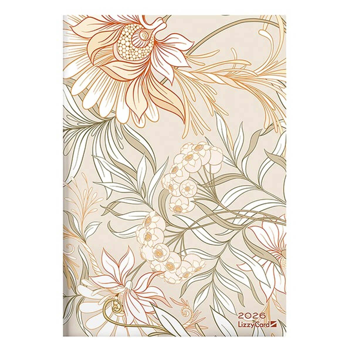 Határidőnapló LIZZY CARD B/5 heti szivacsos Beige flowers 2026. Határidőnapló LIZZY CARD B/5 heti szivacsos Beige flowers 2026.