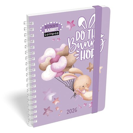 Határidőnapló LIZZY CARD B/6 heti spirálozott gumis Lollipop bunny rabbit 2026.