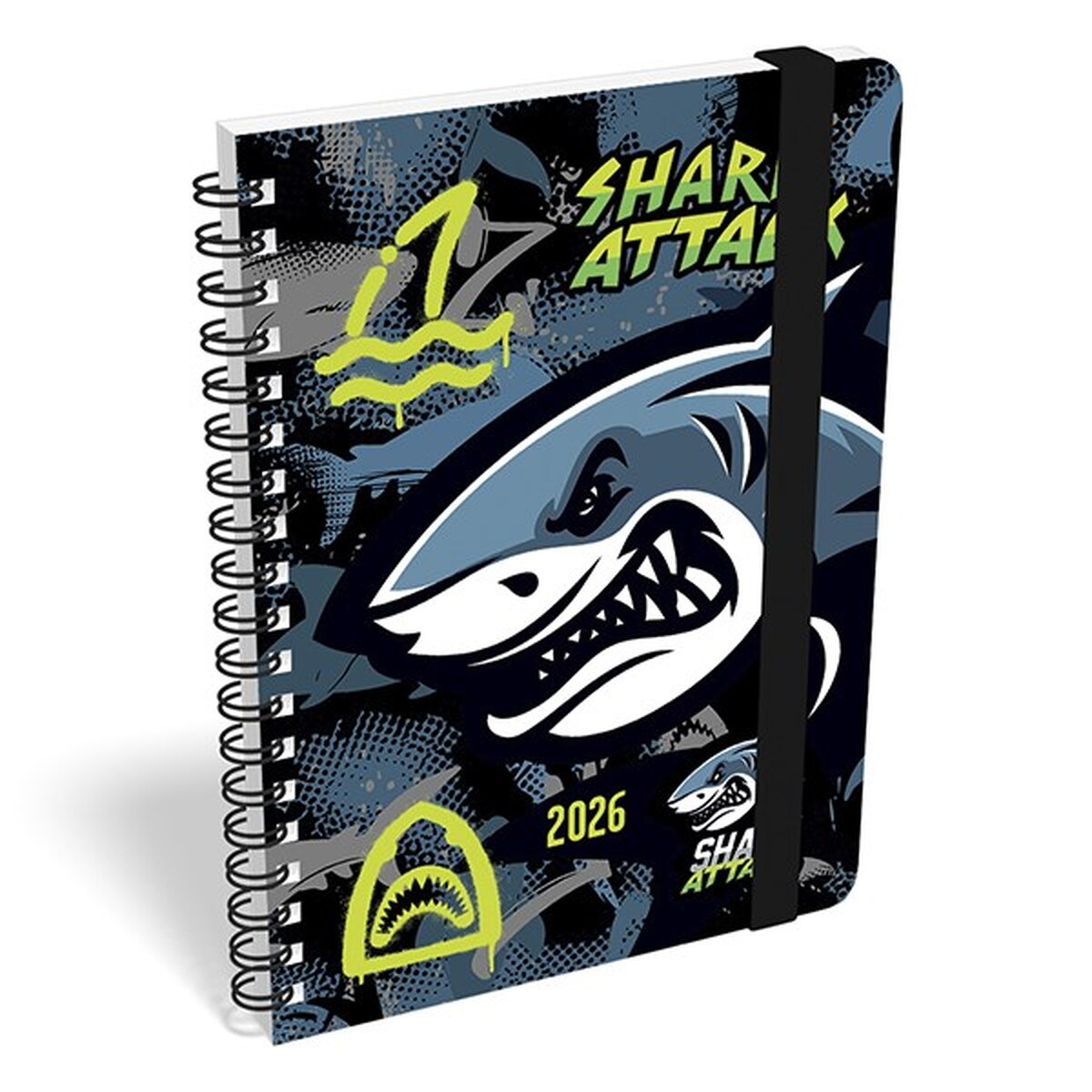 Határidőnapló LIZZY CARD B/6 heti spirálozott gumis Shark attack 2026. Határidőnapló LIZZY CARD B/6 heti spirálozott gumis Shark attack 2026.