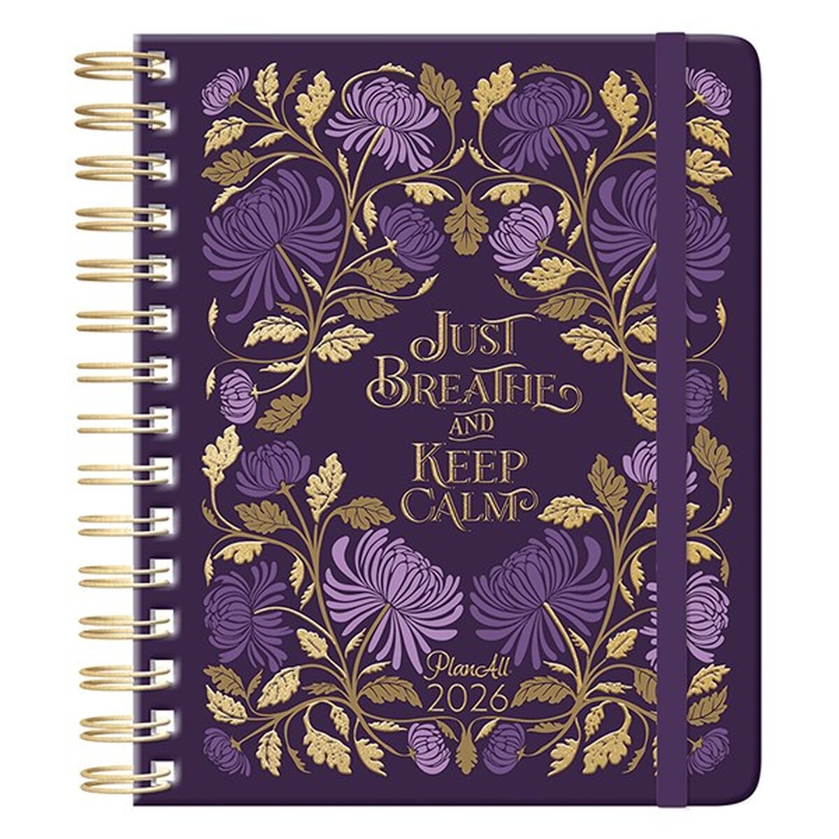 Határidőnapló PLANALL Classic B/5 heti spirálos keményfedelű gumis Purple 2026.