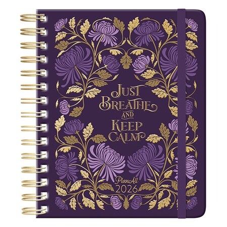 Határidőnapló PLANALL Classic B/5 heti spirálos keményfedelű gumis Purple 2026.