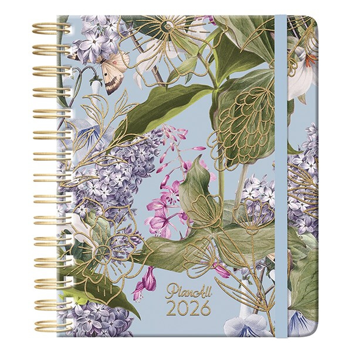 Határidőnapló PLANALL Midi B/6 heti spirálos keményfedelű gumis Lilac 2026.