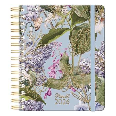 Határidőnapló PLANALL Midi B/6 heti spirálos keményfedelű gumis Lilac 2026.