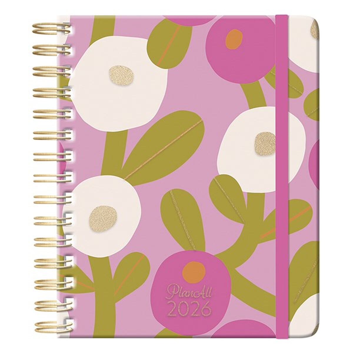 Határidőnapló PLANALL Midi B/6 heti spirálos keményfedelű gumis Spring 2026.
