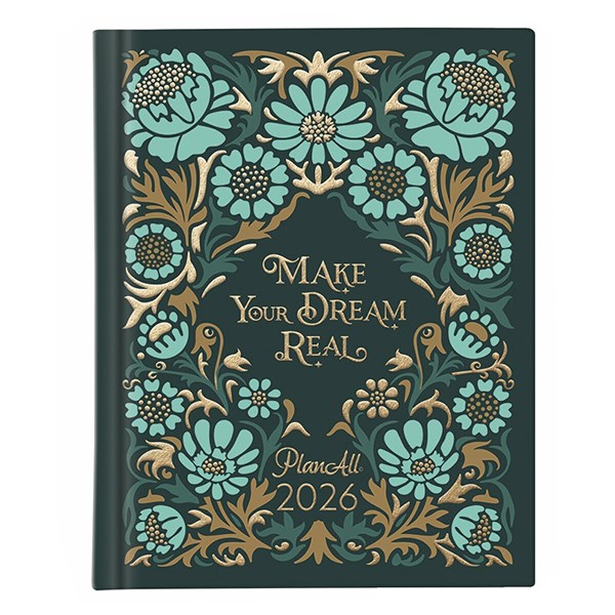 Határidőnapló PLANALL Mini A/6 heti keményfedelű aranyozott Turkoise 2026.