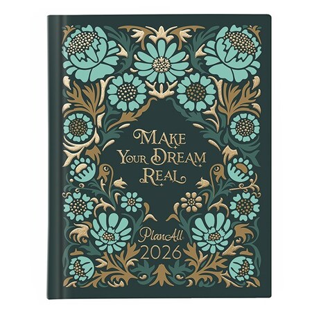 Határidőnapló PLANALL Mini A/6 heti keményfedelű aranyozott Turkoise 2026.