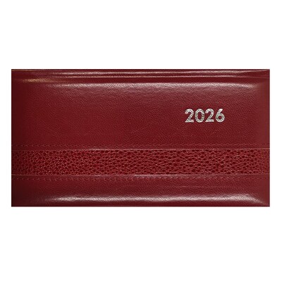 Zsebnaptár ALISCA Rebel varrott fekvő fehér lapos bordó 2026.